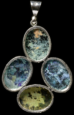 ⚱️ Genuine Ancient Roman Aqua Blue Glass Fragments • Pendant From Israel #13 ⚱️ 