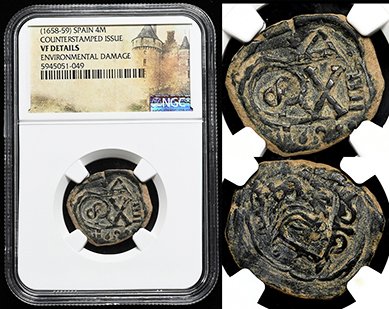 spanish coin colonial cob Medieval pirate treasure 1598-1621 Phillip III 1 m