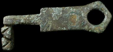 Rare Original Ancient Roman locker box security Key artifact intact green patina 