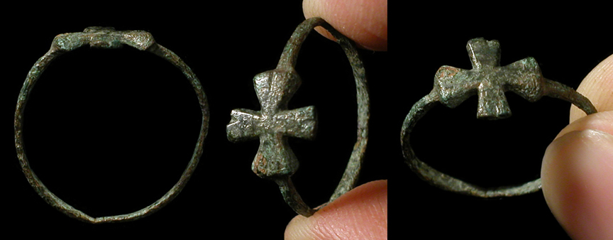 Lovely bronze ring with cross.